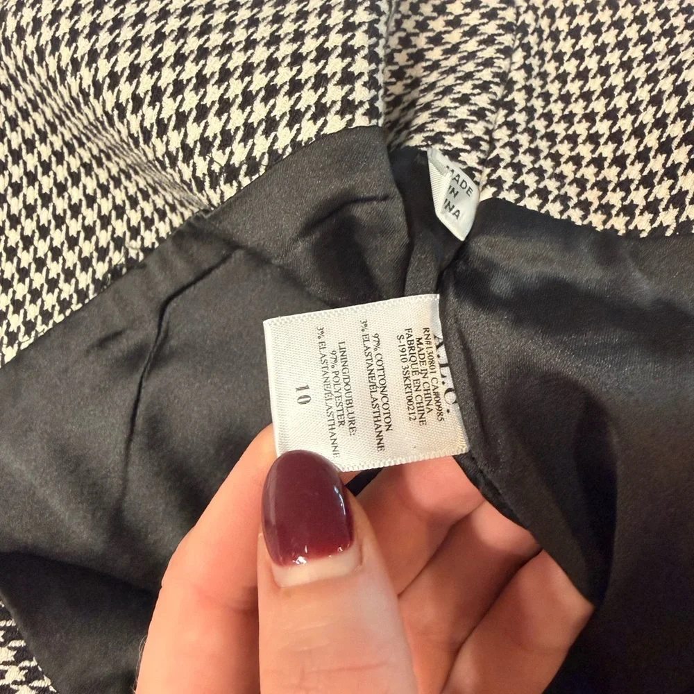 A.L.C. Jupiter Houndstooth Ruffle Black and White Mini Skirt size 10